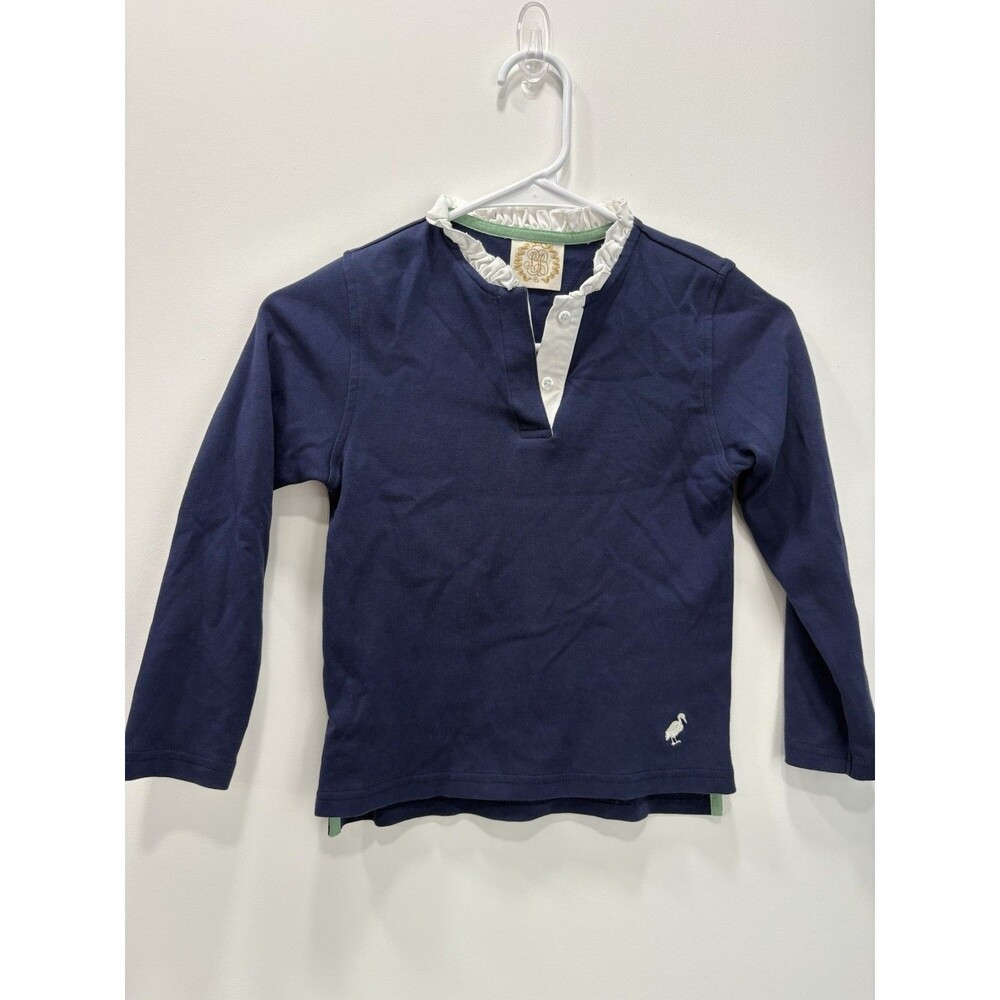 Beaufort Bonnet Company Ramsy Rugby Shirt - Navy Blue Ruffle Collar Girls Sz 7